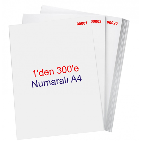 Numaralı Fotokopi Kağıdı A4 (1-300) 80Gr - 1