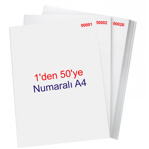 Numaralı Fotokopi Kağıdı A4 (1-50) 80Gr - 1