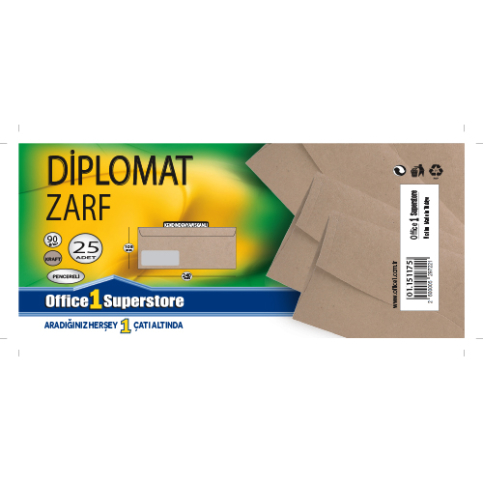 Ofma Pencereli Diplomat Zarf 105X240 Kraft 90Gr 25Li - 1