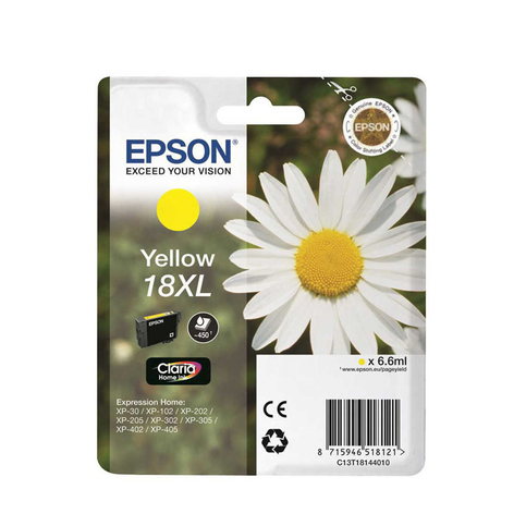 Outlet Epson T1814 C13T18144020 18Xl Sarı Orjinal Kartuş 450 Sayfa (Xp102 Xp202 Xp302 Xp402 Xp405) - 1