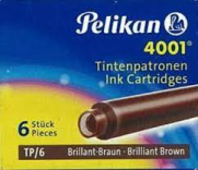 Pelikan 4001 Küçük Boy Dolma Kalem Kartuşu Kahve 6Lı - PELİKAN PENSAN