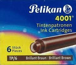 Pelikan 4001 Küçük Boy Dolma Kalem Kartuşu Kahve 6Lı - 1