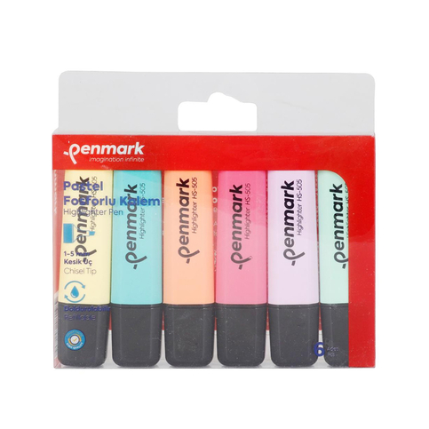 Penmark Hs-505-6P Fosforlu Kalem Seti Pastel 6 Renk Blister - 1