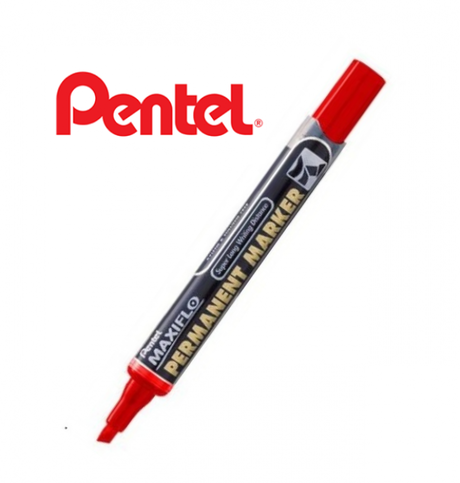 Pentel Nfl60-B Permanent Markör Koli Kalemi Kesik Uç Kırmızı - 1