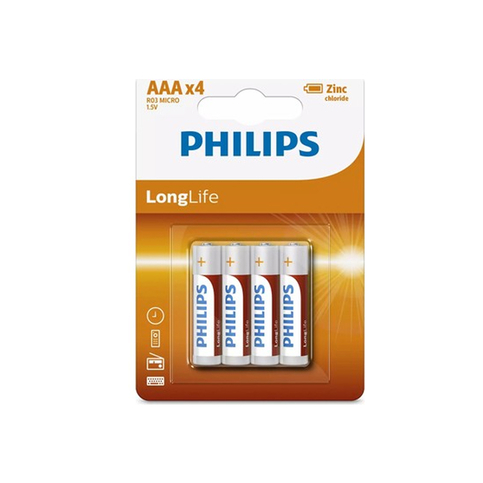 Philips R03L4F-10 Longife Çinko Aaa İnce Kalem Pil 4Lü - 1