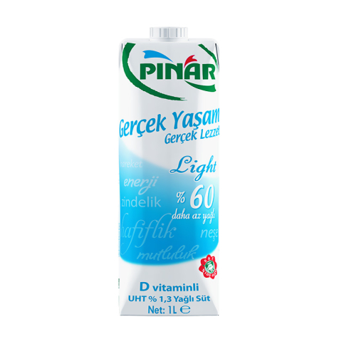Pınar Yarım Yağlı Light Süt Mavi 1Lt - 1