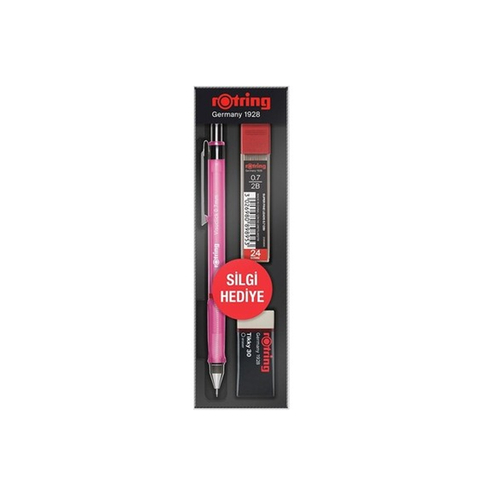 Rotring Visuclick Versatil Kalem 07+Uç+Silgi Seti Pembe - 1