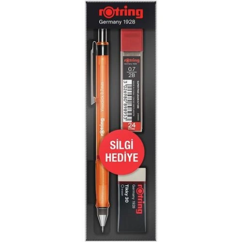 Rotring Visuclick Versatil Kalem 07+Uç+Silgi Seti Turuncu - 2