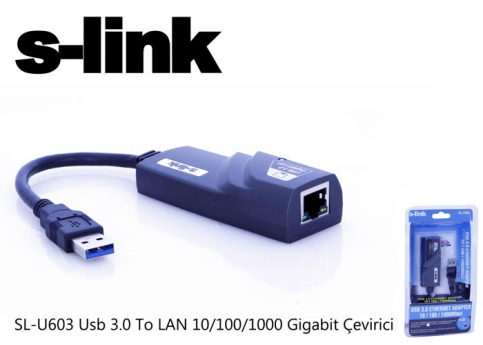 S-Link Sl-U603 Usb 3.0 Gigabit Ethernet Çevirici Siyah - 2