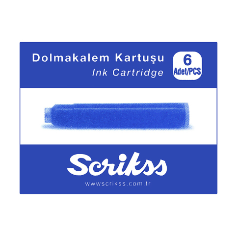 Scrikss D0605A Dolma Kalem Kartuşu Mavi 6Lı - 2