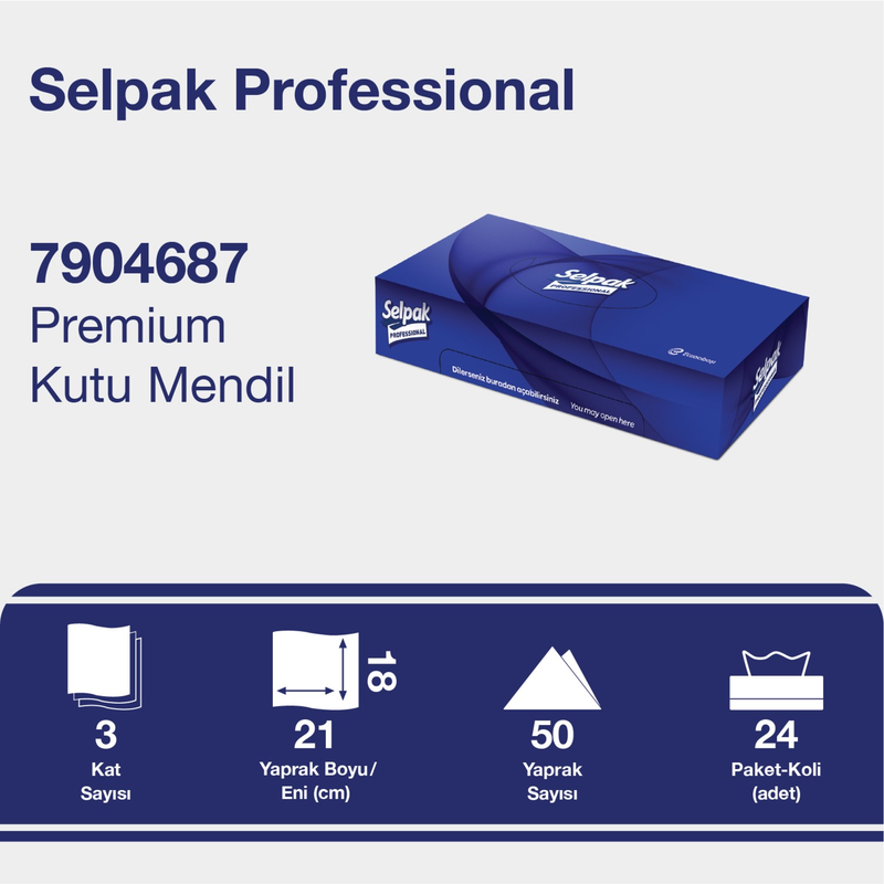 SELPAK KUTU MENDİL 50 YAPRAK BEYAZ PREMİUM 7904687 #2