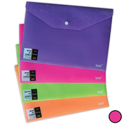 Sensho Sm A4-02-16-7 Çıtçıtlı Desenli Evrak Dosyası A4 Fosforlu Pembe - SENSHO