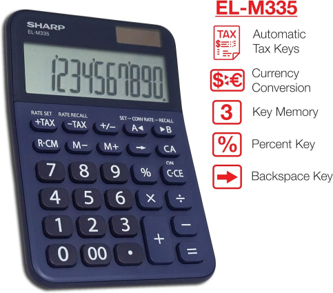 Sharp El-M335B-Bl Hesap Makinesi 10 Hane Mavi (Hm.Sh0004) - 2