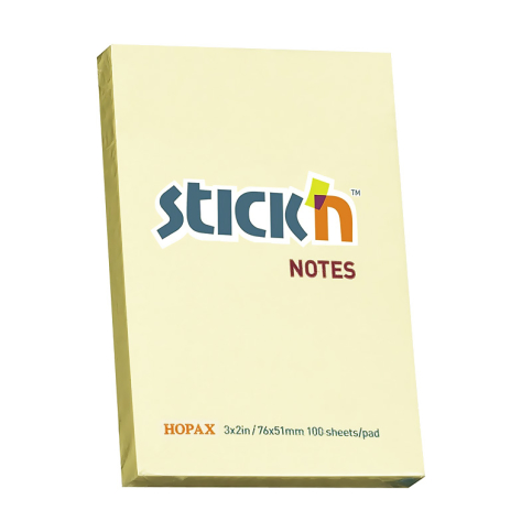 Stick'N 21006 Yapışkanlı Not Kağıdı 51X76 100 Yaprak Pastel Sarı - 1