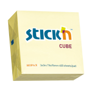 Stick'N 21072 Yapışkanlı Küpnot Kağıdı 76X76 400 Yaprak Pastel Sarı - STİCK'N