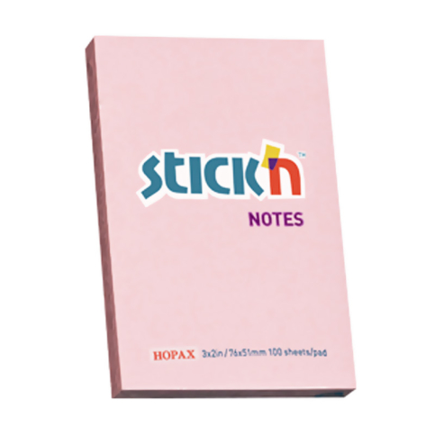 Stick'N 21145 Yapışkanlı Not Kağıdı 51X76 100 Yaprak Pastel Pembe - 1