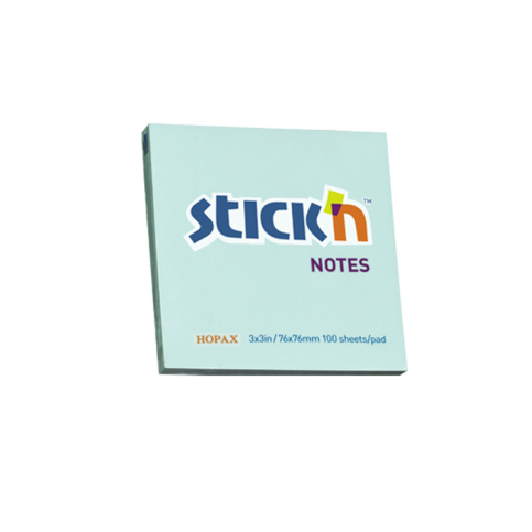 Stick'N 21149 Yapışkanlı Not Kağıdı 76X76 100 Yaprak Pastel Mavi - 1