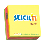 Stick'N 21203 Yapışkanlı Küpnot Kağıdı 51X51 250 Yaprak 5 Renk - STİCK'N