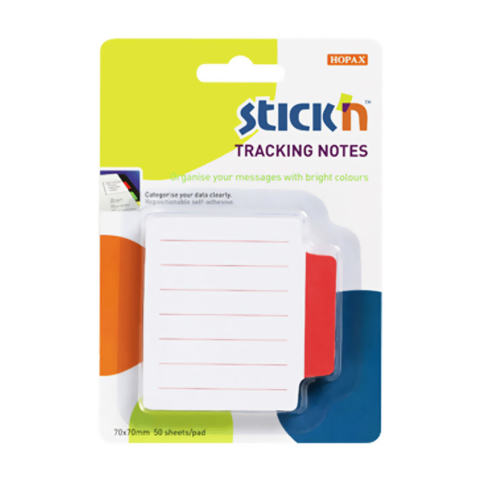 Stick'N 21483 Yapışkanlı Not Kağıdı 70X70 Çizgili Kırmızı - 1