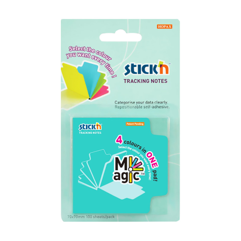 Stick'N 21560 Magic Yapışkanlı Not Kağıdı 70X70 4 Renk - 1