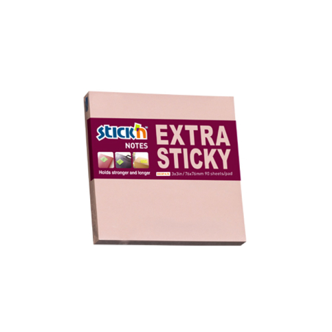 Stick'N 21661 Extra Yapışkanlı Not Kağıdı 76X76 90 Yaprak Pastel Pembe - 1