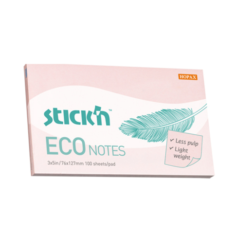 Stick'N 21750 Eco Yapışkanlı Not Kağıdı 76X127 100 Yaprak Pembe - 1