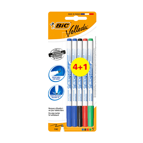 Bic 1721 Velleda Çocuk Beyaz Tahta Kalemi 4+1 Renk Blister (875698)(9126451) - 1