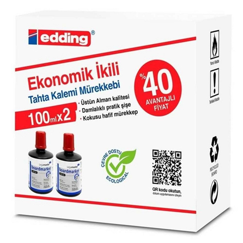 Edding Bt 30 Tahta Kalem Mürekkebi Kırmızı 30Ml 2Li - 1