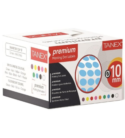 Tanex 104101 Rulo Nokta Etiket 10Mm Mavi Tekli Kutu - 1