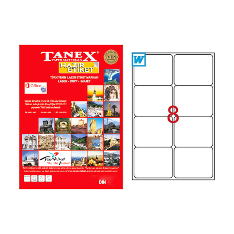 Tanex 2008 Şeffaf Laser Etiket 99X67Mm 8X25 200 Adet - 1