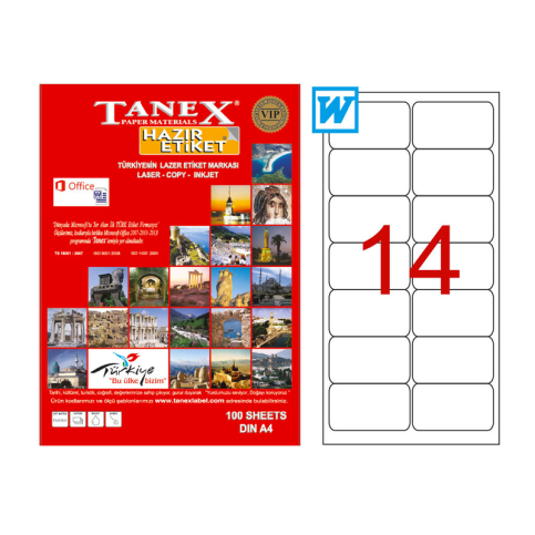 Tanex 2014 Şeffaf Laser Etiket 99X38Mm 14X25 350 Adet - 1