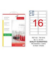 Tanex 2016 Şeffaf Laser Etiket 99X34Mm 16X25 400 Adet - TANEX