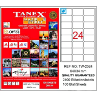 Tanex 2024 Şeffaf Laser Etiket 64X34Mm 1X24 24 Adet - TANEX