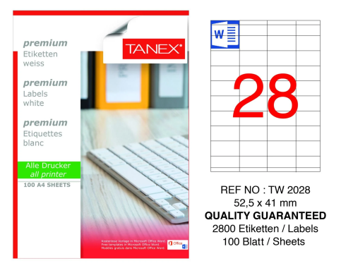 Tanex 2028 Laser Etiket 52X41Mm 28X100 2800 Adet - 1