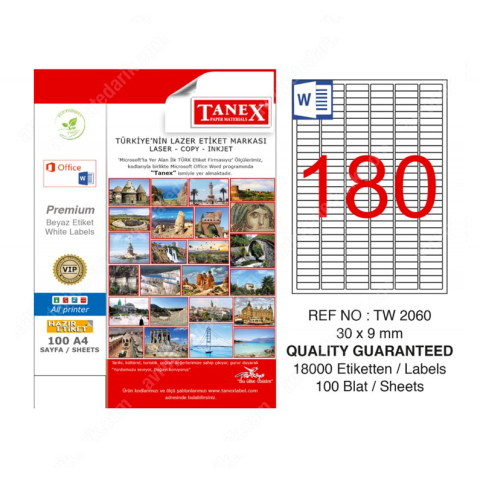 Tanex 2060 Laser Etiket 30X9Mm 180X100 18000 Adet - 1