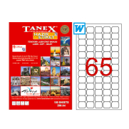Tanex 2065 Şeffaf Laser Etiket 38X21Mm65X25 1625 Adet - TANEX