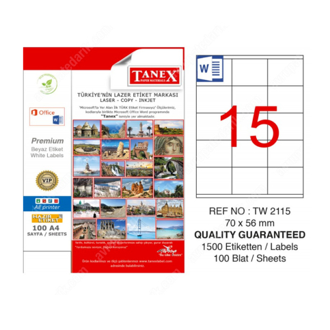 Tanex 2115 Laser Etiket 70X56Mm 15X100 1500 Adet - 1