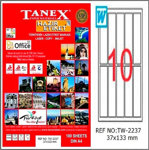 Tanex 2237 Laser Etiket 37X133Mm 10X100 1000 Adet - 1