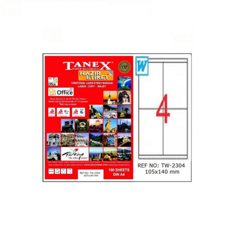 Tanex 2304 Laser Etiket 105X140Mm 4X100 400 Adet - 1