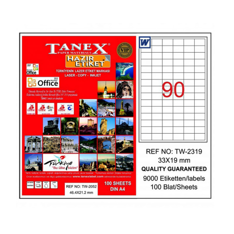 Tanex 2319 Laser Etiket 33X19Mm 90X100 9000 Adet - 1