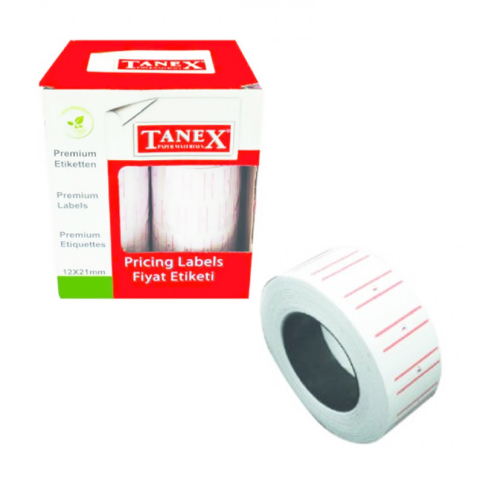 Tanex Fiyat Etiketi 12X21Mm Çizgili Beyaz 6Lı - 1