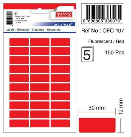 Tanex Ofc-107 Floresan Etiket Kırmızı Poşet - 1