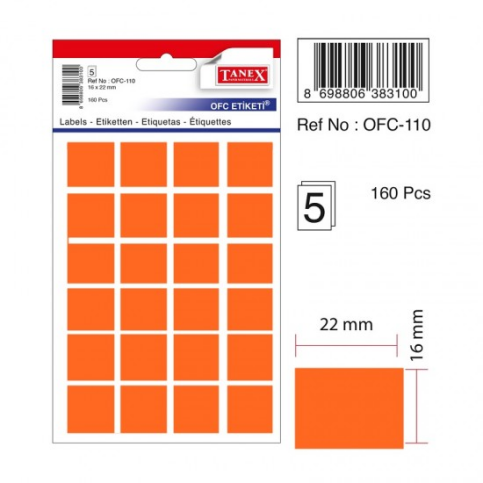 Tanex Ofc-110 Floresan Etiket Turuncu Poşet - 1