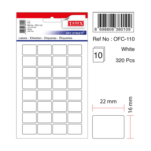 Tanex Ofc-110 Beyaz Etiket Poşet - 1