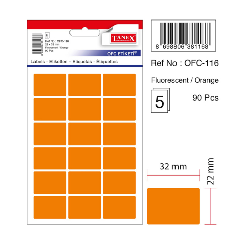 Tanex Ofc-116 Floresan Etiket Turuncu Poşet - 1