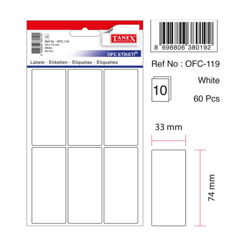 Tanex Ofc-119 Beyaz Etiket Poşet - 1