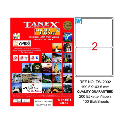 Tanex 2002 Laser Etiket 199X143Mm 2X100 200 Adet - 1