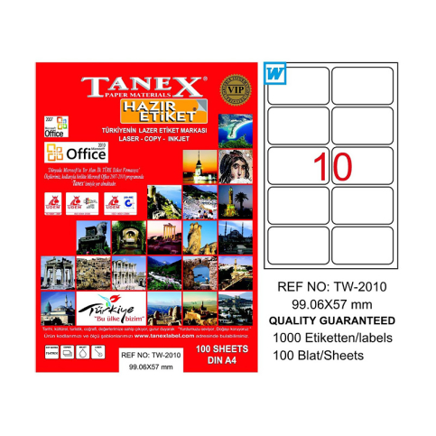 Tanex 2010 Laser Etiket 99X57Mm 10X100 1000 Adet - 1