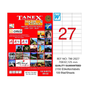 Tanex 2027 Laser Etiket 70X32Mm 27X100 2700 Adet - TANEX