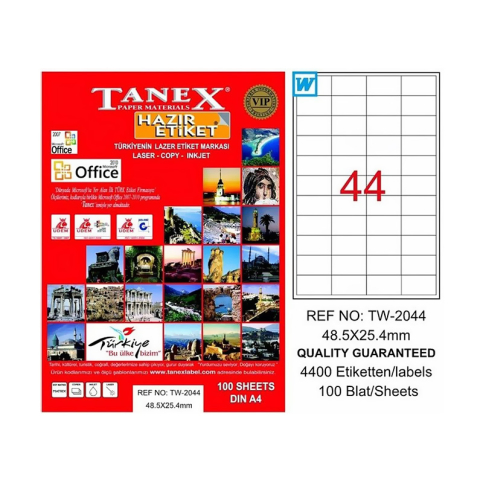 Tanex 2044 Laser Etiket 48X25Mm 44X100 4400 Adet - 1